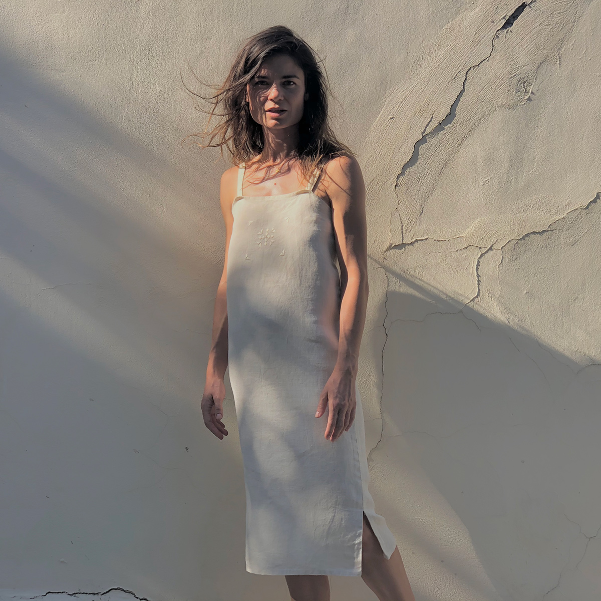 RAW LINEN STRAP DRESS - Tradition Now
