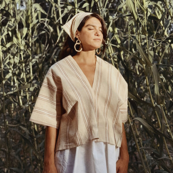 LOOM-WOVEN STRIPED CROP TOP